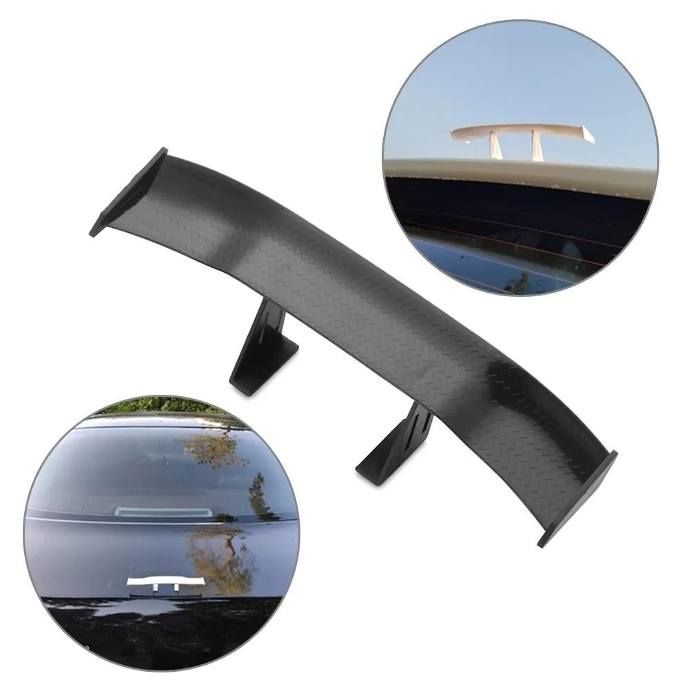 Universal Carbon Look Car Rear Spoiler GT Style ABS Mini Wings No Punching Tail Wing