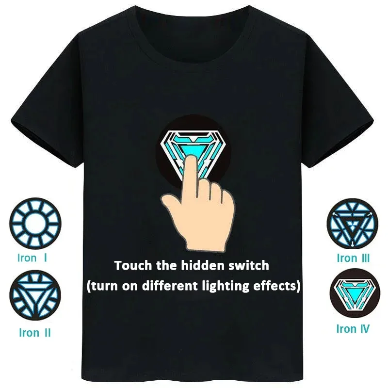 

Iron and Man touch luminous T-shirt iron cosplay costume led T-shirt for adult and children Halloween party props tshirt