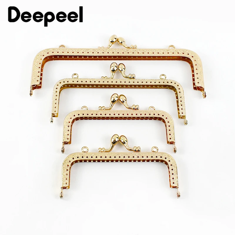 2Pcs 8.5-20CM Square Embossed Bags Handle Sewing Brackets Purse Frames Handbag Kiss Clasp Metal Framework Hardware Accessories