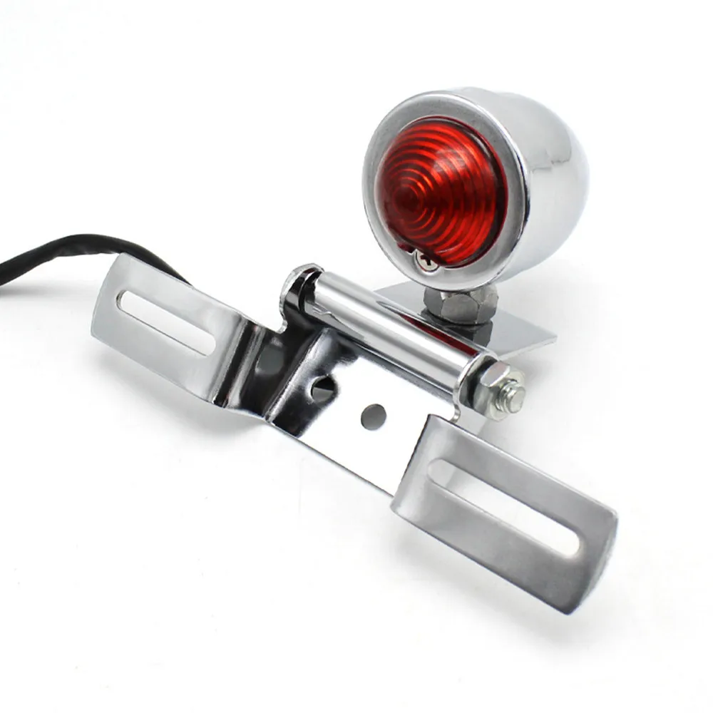 Universal Motorcycle Rear Taillight Brake Stop Light Lamp W/ License Plate Mount Cafe Racer Old School Bobber Touring
