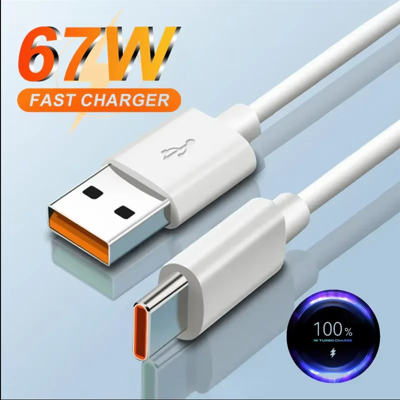 66W 6A High Speed Data Cord USB To Type C Cable Fast Charging Mobile Phones USB-C For Xiaomi Honor Samsung iPhone Oneplus Realme