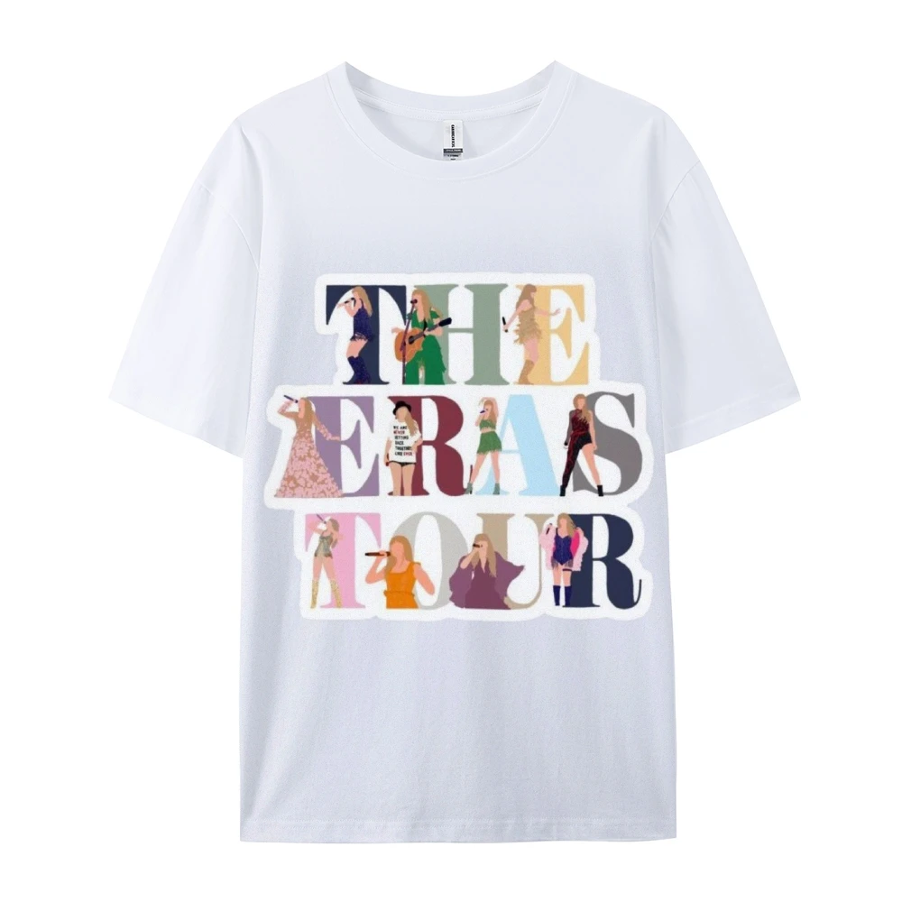 Candy Color Cotton Character Letter Printing T-Shirt Front Shoulder High Gram Weight Round Neck New Trendy Short Sleeves