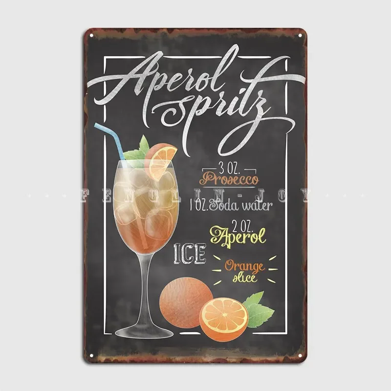 Aperol Spritz Cocktail Bar Metal Sign Plates Customize Club Bar Wall Pub Tin Sign Posters