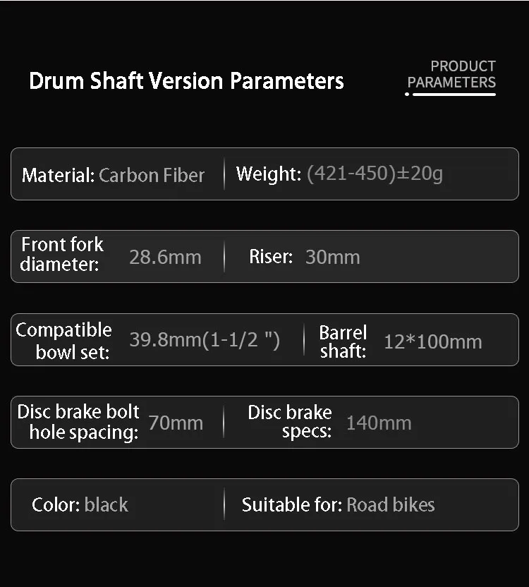 TOSEEK شوكة أمامية للدراجة من ألياف الكربون بالكامل لـ 32C أقصى عرض الإطارات لقناة العمود الفقري أنبوب مستقيم مادة خفيفة الوزن