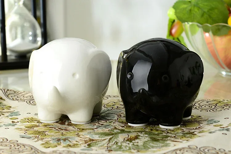 

1PC Black WHite Lovely Elephant Ceramic Home Decor Figurine Ornaments Birthday Gifts MO 025