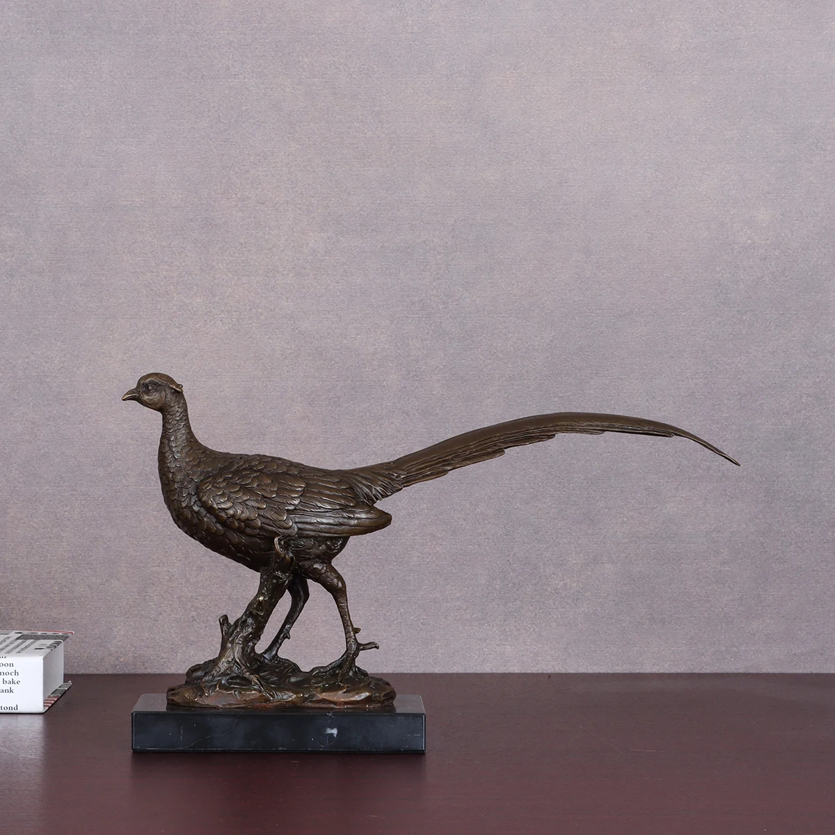 Bronze Pheasant Statue Longtail Chicken Marble Base Home Study Room Modern simplicity Decoration Birthday Gifts