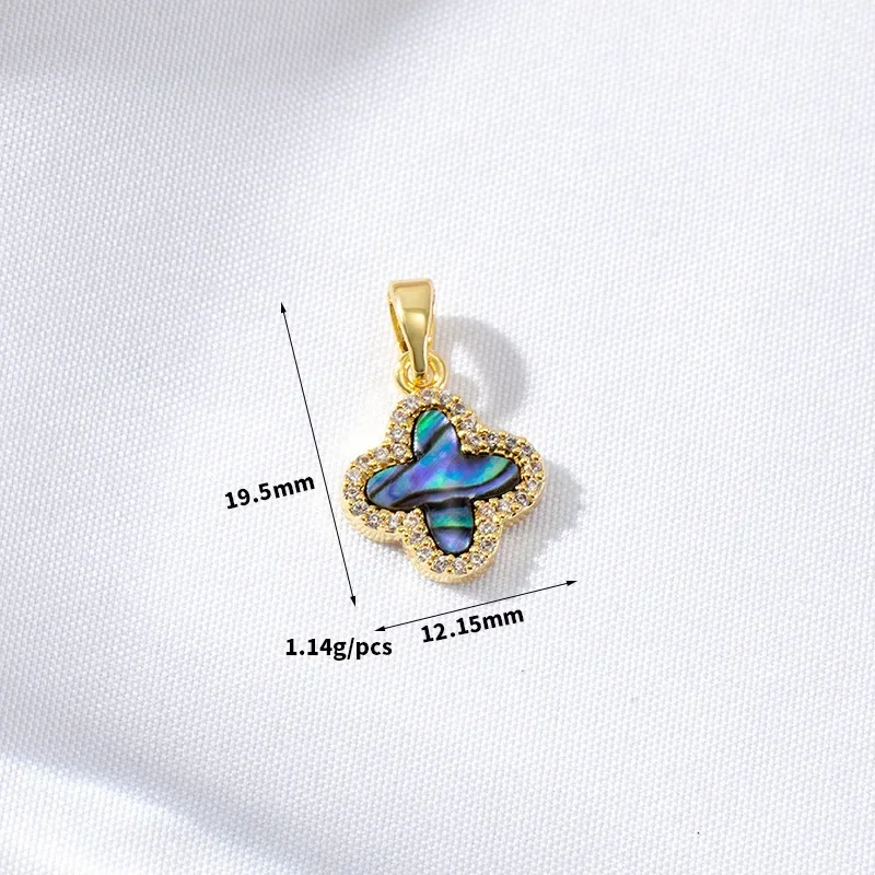 5pcs/lot Anti-rust Gold Plated Natural Abalone Shell Four Leaf Clover Metal Charm Pendants For Necklace Bracelet Jewelry Making