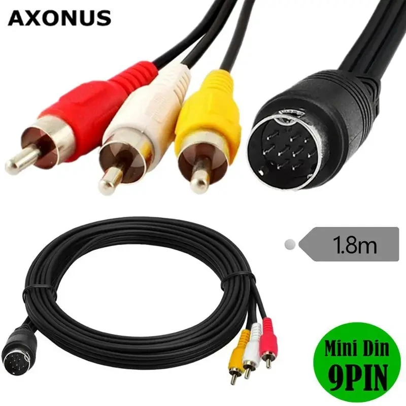 

Mini DIN 9Pin S-Video To 3RCA RGB TV HDTV Adapter Cable Color Difference Cable S-Terminal Lotus Audio Video Connection Cable