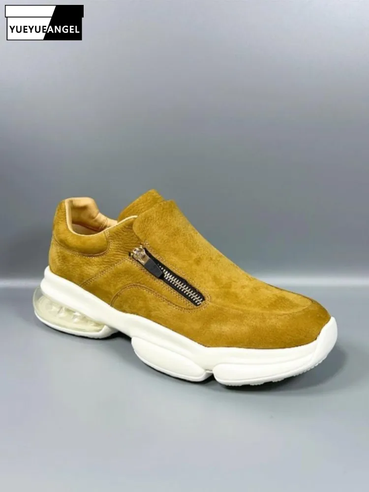 

Autumn Business Casual Men Cow Suede Leather Shoes Thick Soled Cowhide Sneakers Top Quality Low Cut Moccasins Fashion Footwear