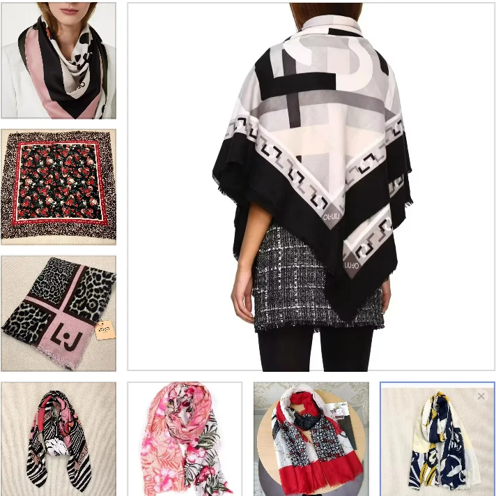 

Foreign trade original single Spanish new printed silk scarf designer fashion style beach fashion women's scarf shawl