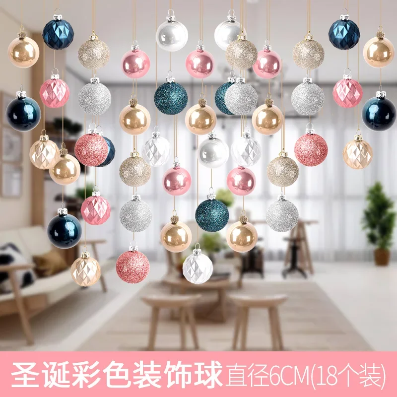 

Christmas decoration ball scene layout ceiling pendant hanging ball PVC boxed 6CM Christmas painted plastic