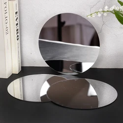 20cm Round Mirror Glass Tray DIY Acrylic Circle Candle Plate For Wall Wedding Table Centerpiece Round Mirror Tray Display Holder