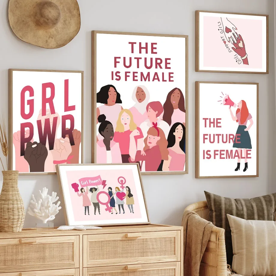 Feminist Girl Power Future Female Quotes Wall Art Canvas Painting Nordic Posters And Prints Wall Pictures For Living Room Decor