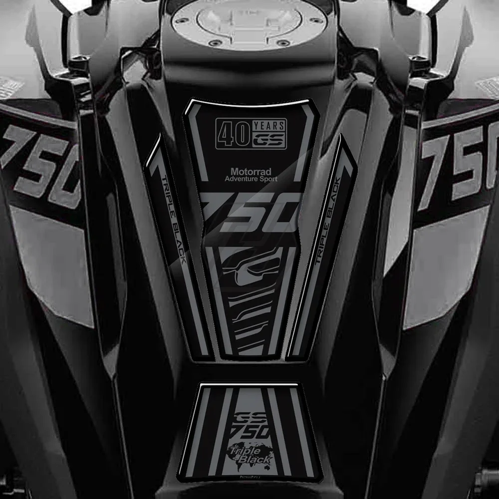 For BMW Motorrad F750GS 40 year triple black version 3D resin motorcycle modification fuel tank pad protector sticker