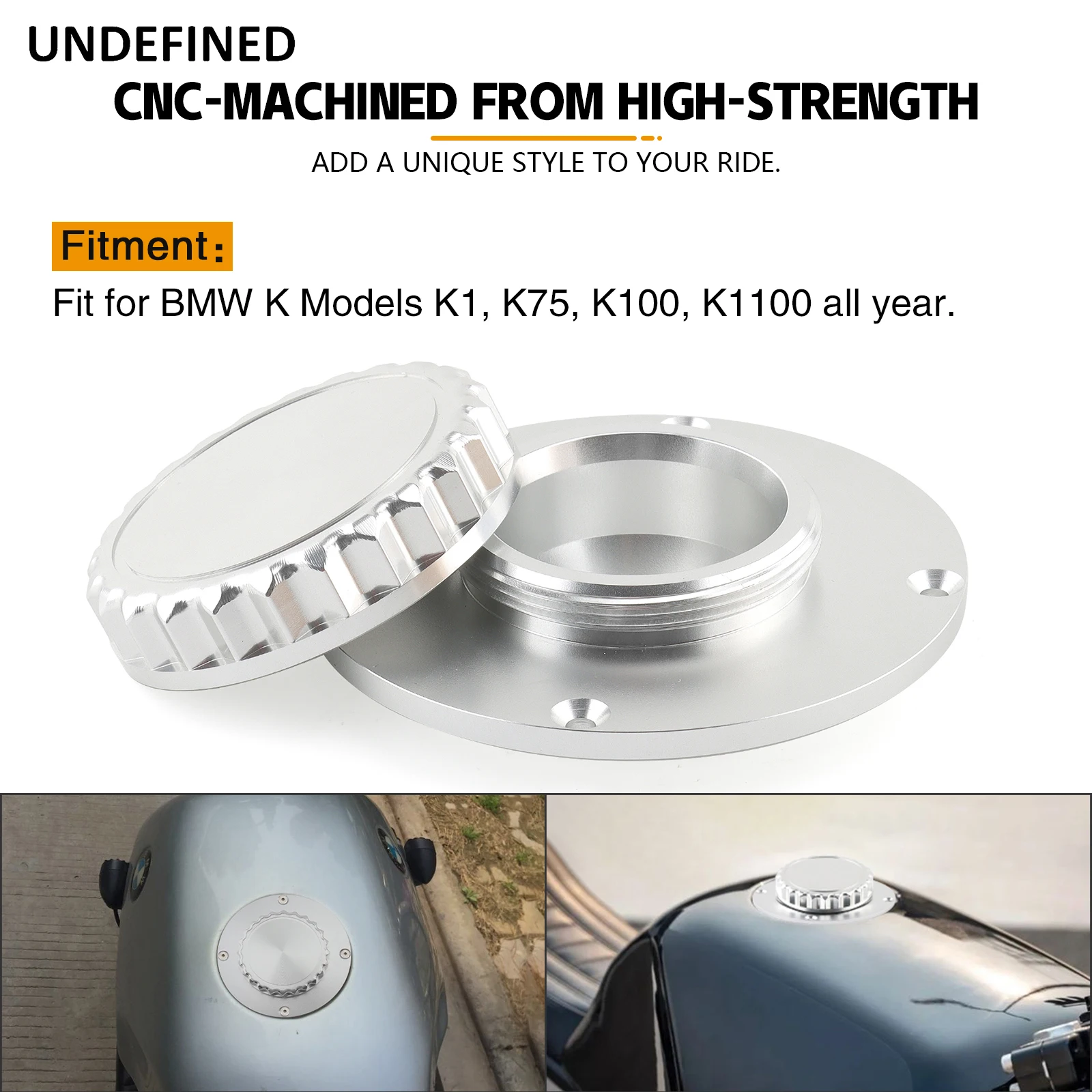 Aluminum Vintage Silver Motorcycle Oil Box Cap Fuel Cap Tank Gas Cover Cafe Racer Fit For BMW K1 K75RT K100 K100LT K1100RS