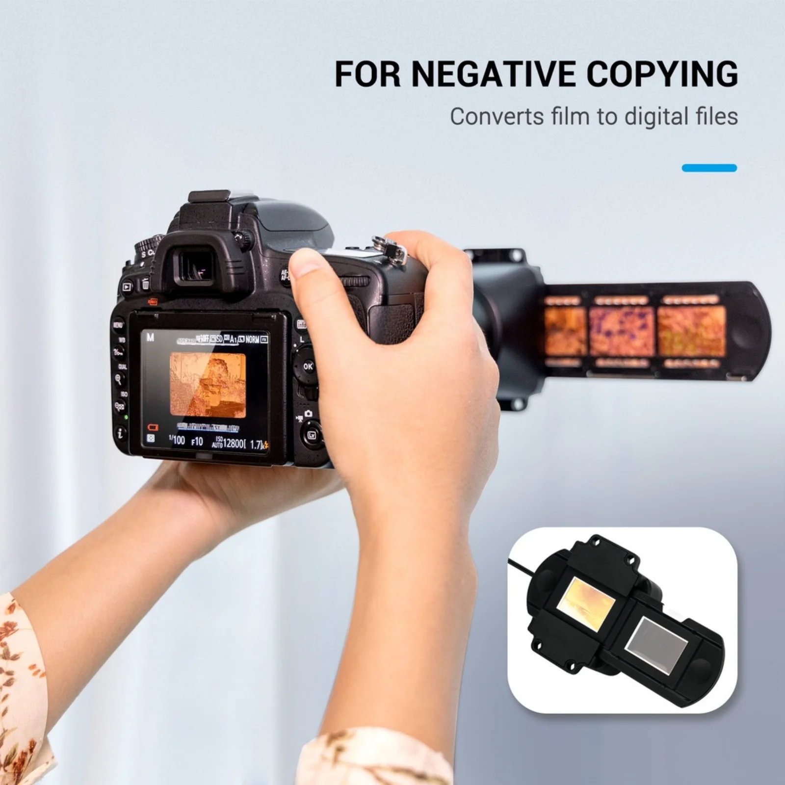 JJC 35mm Negative Film Slides Digitizing Adapter LED Light Scanner Strip Mount Holder Set Negatives to Photos Converter Viewer