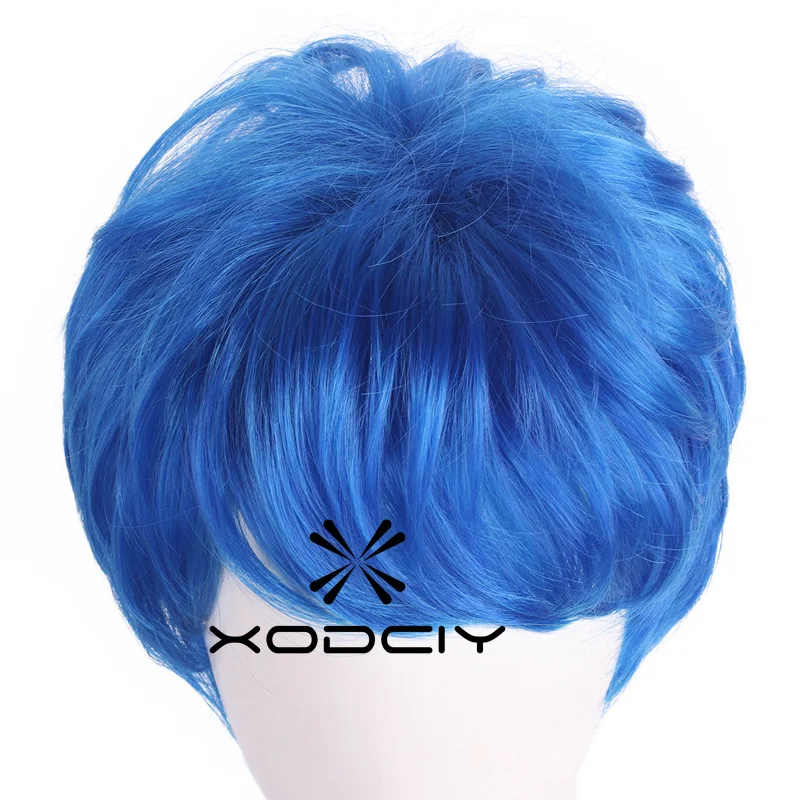 Inside Out 2 Disgust Joy Pixie peluca azul peluca de pelo sintético corto peluca de disfraz Pixie