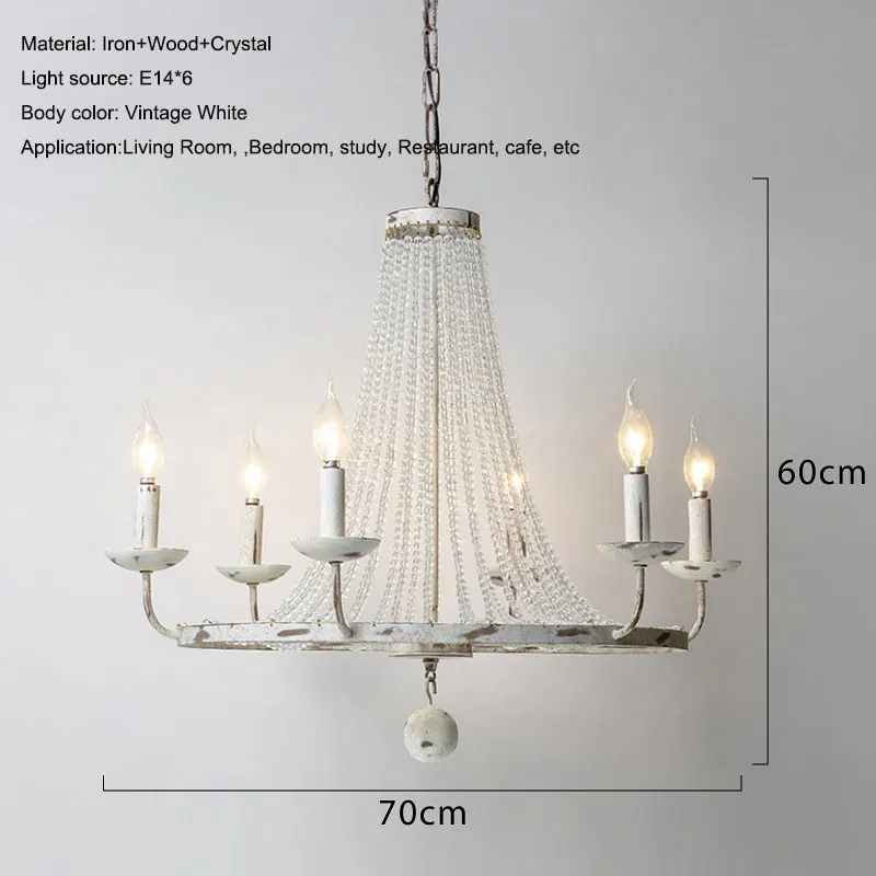 American Countryside Retro Vintage French Crystal Chandelier Living Room Dining Room Bedroom Cloth