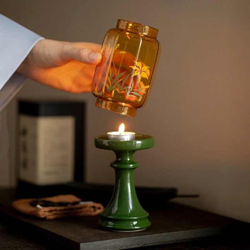 

Emerald Orchid Candle Holder Tea Ceremony Accessory High Aesthetic Decor