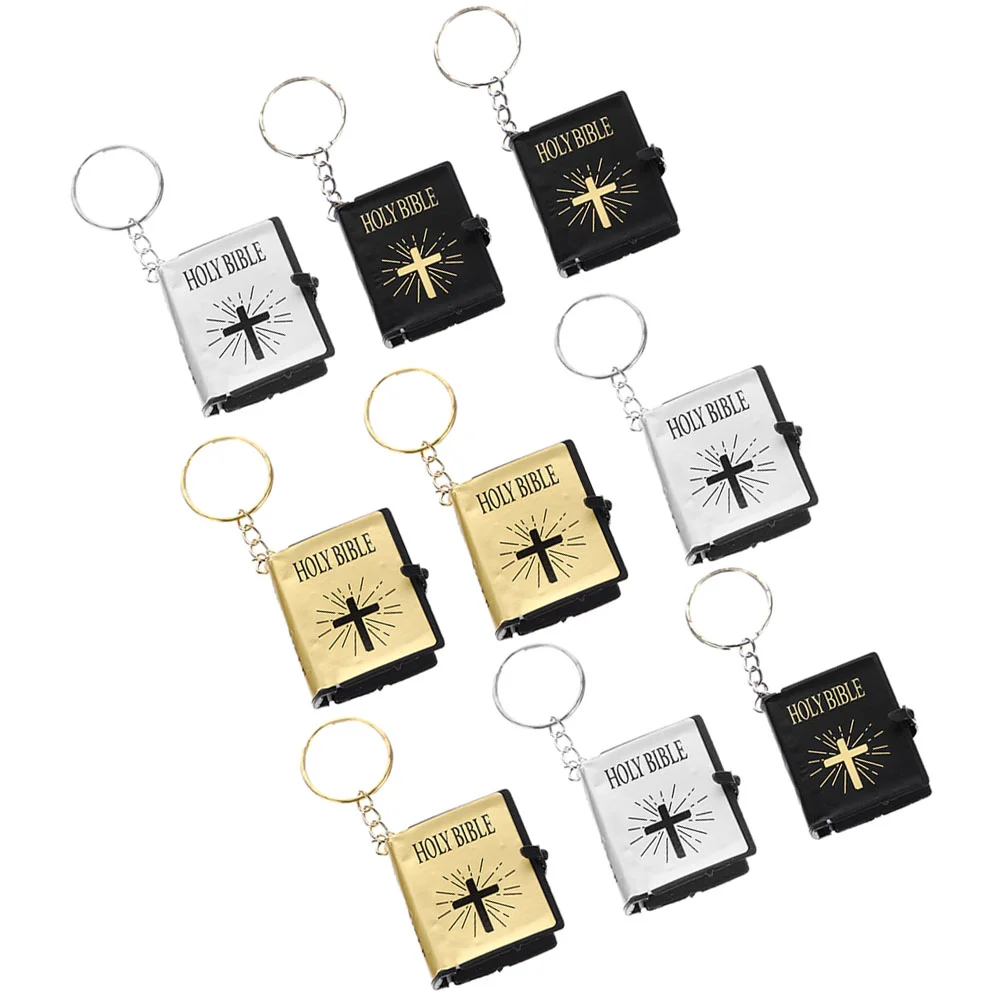 

9 Pcs Bible Keychain Ring Wrist Bands Cherry Jesus Book Backpack Ornaments Wristband