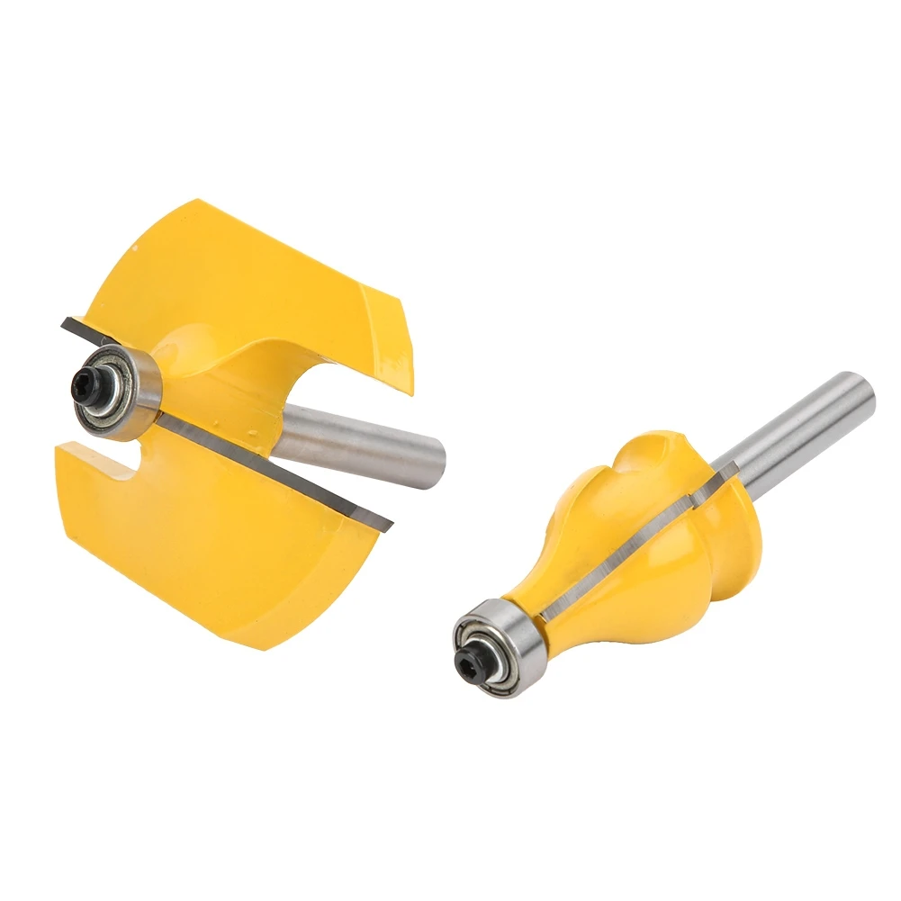 2pcs 8mm Shank Handrail & Table Edge Router Bit Set Woodworking Milling Cutter with Bearing