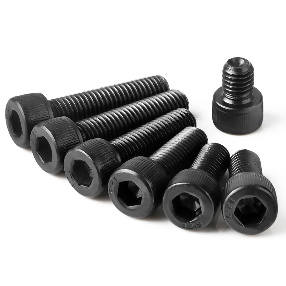 Grade 12.9 Alloy Steel Hexagon Socket Cap Head Screws Bolts Full Teeth M4 M5 M6 M8 M10 Black Allen Cup Head Hex Screw