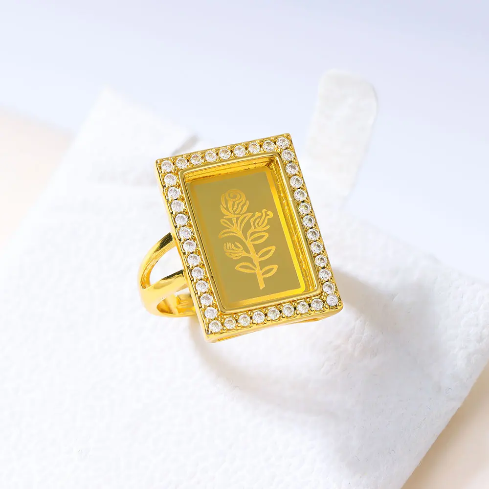 Arabische Braut-Hochzeitsringe 21k Vergoldet Dubai Mode Verlobungsring Türkischer Vintage Alltagsschmuck für Frauen – Detail 10