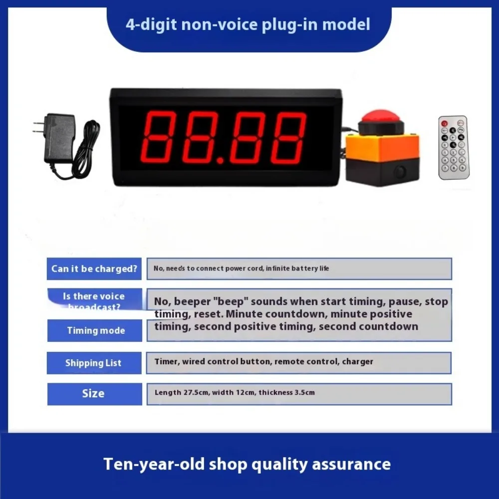 Digital Display Competition Timer Countdown Stopwatch Counter 2.3 Inch 4-Digit Training Speech Timing Equipment + Remote Control