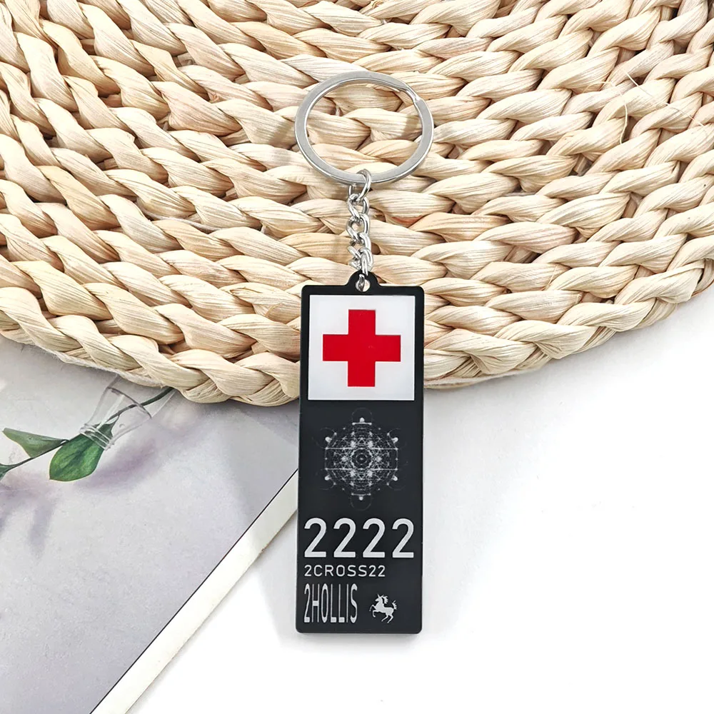 2hollis-2222 Rotkreuz Acryl-Schlüsselanhänger Doppelseitig 2CROSS22 Album-Logo Schlüsselring Rap-Merch Anhänger Taschenanhänger Fan-Geschenk – Detail 8