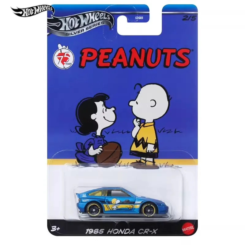 Hot Wheels Sliver Series Co-band Peanuts Snoopy modelo de coche 1/64 Volkswagen Beetle 1985 Honda Cx-r coches modelo niño colección regalo