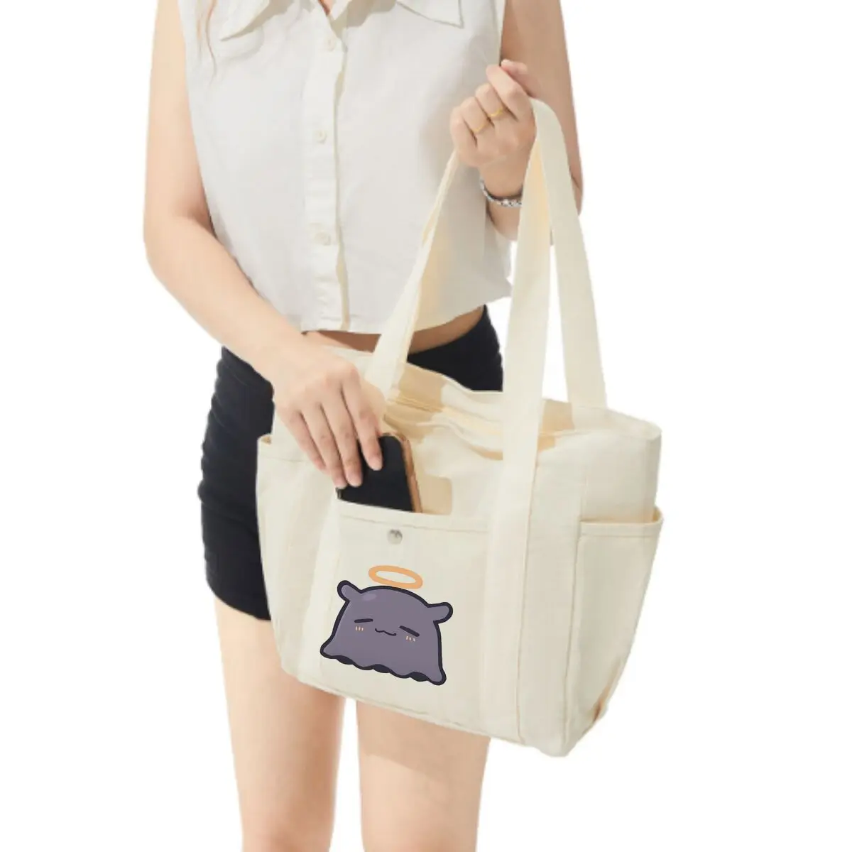 Angelic Bear Charm Trendy Multi-Pocket Bag – Perfect for Coffee Shop Visits