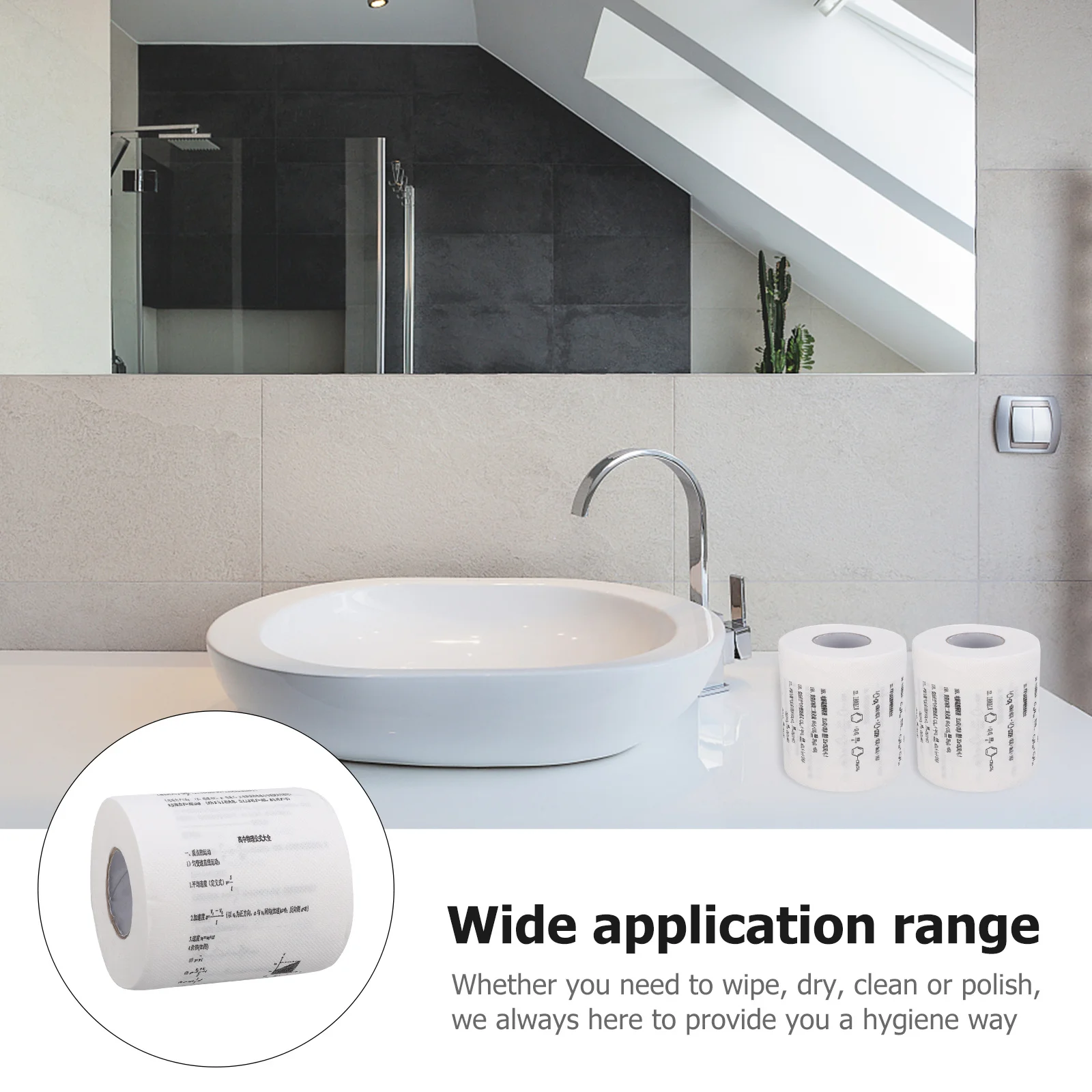 4 لفات من ورق التواليت بنمط تركيبة الفيزياء الكيميائية، راحة ناعمة عالية الامتصاص لتزيين ورشة الحمام المنزلية