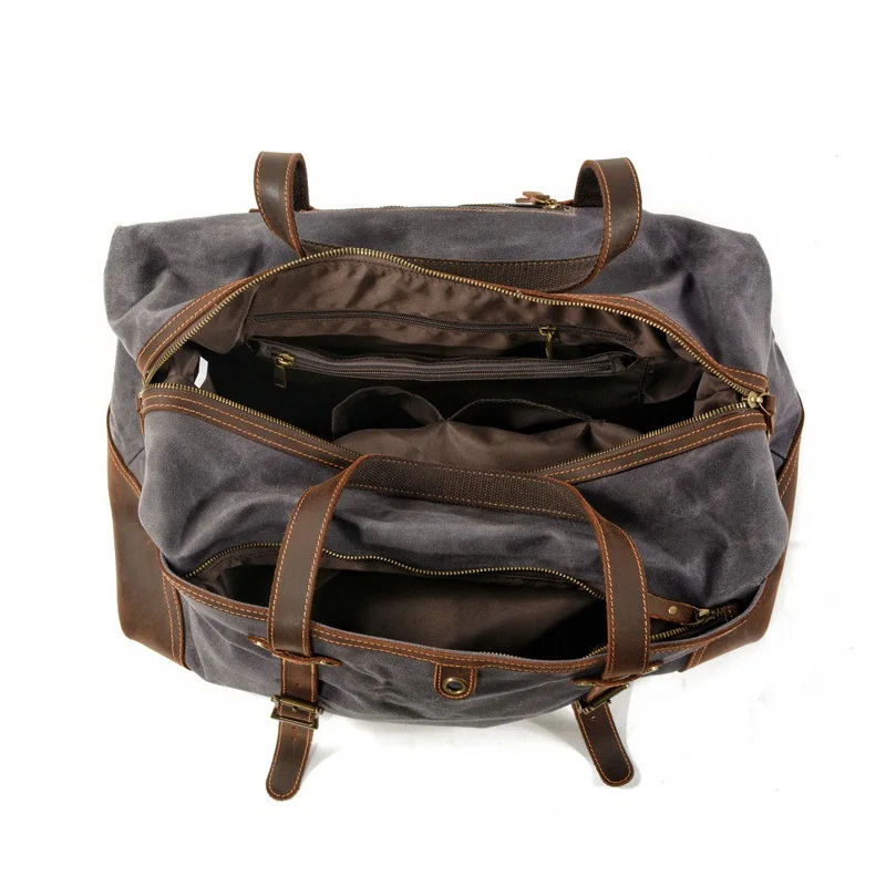 Waterproof Men Travel Bags Waxed Canvas Duffel Bags Shoulder Bags Large Outdoor Sports Handbag Tote Weekend Carry On Luggage Bag