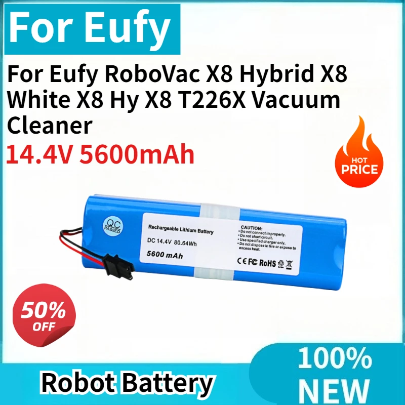 

Высококачественная новая сменная батарея робота 14,4 В 5600 мАч для пылесоса Eufy RoboVac X8 Hybrid X8 White X8 Hy-X8 T226X