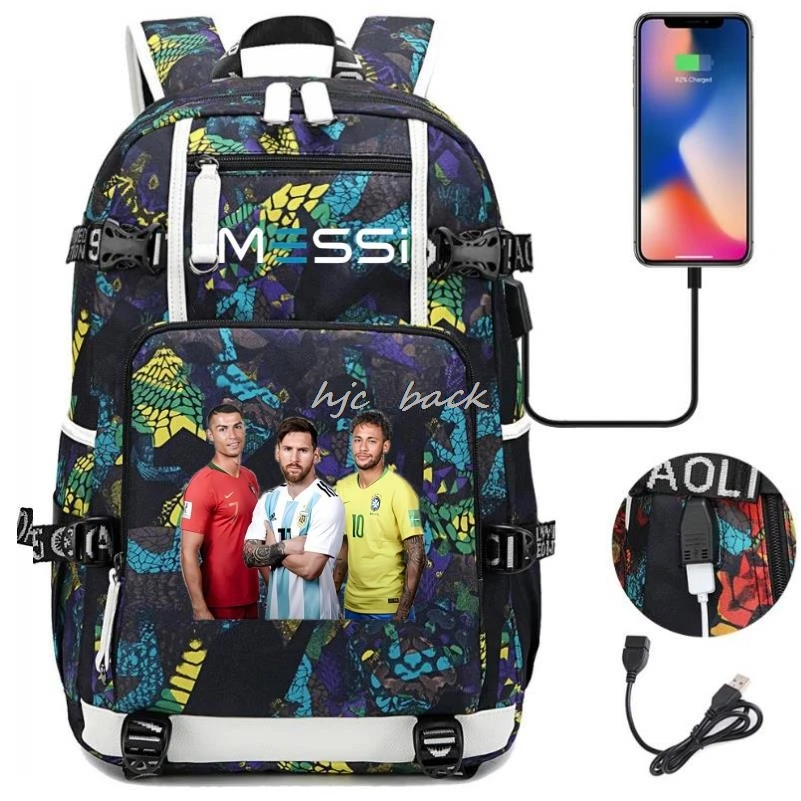 New Messi Backpack Camouflage Capacity USB 18 inch Laptop SchoolBags Waterproof Multifunctional Business Travel Mochila Infantil