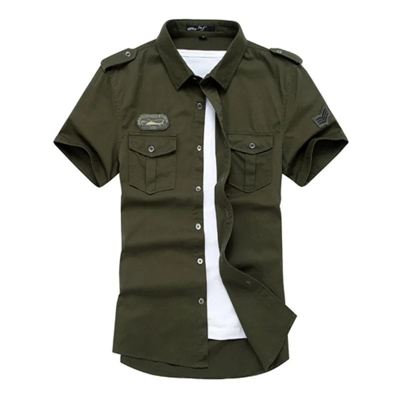 New Summer Men Outdoor Short Sleeved Shirts Multi pockets Cargo Shirts Good Quality Male Cotton Big Size Casual Shirts Size 6XL