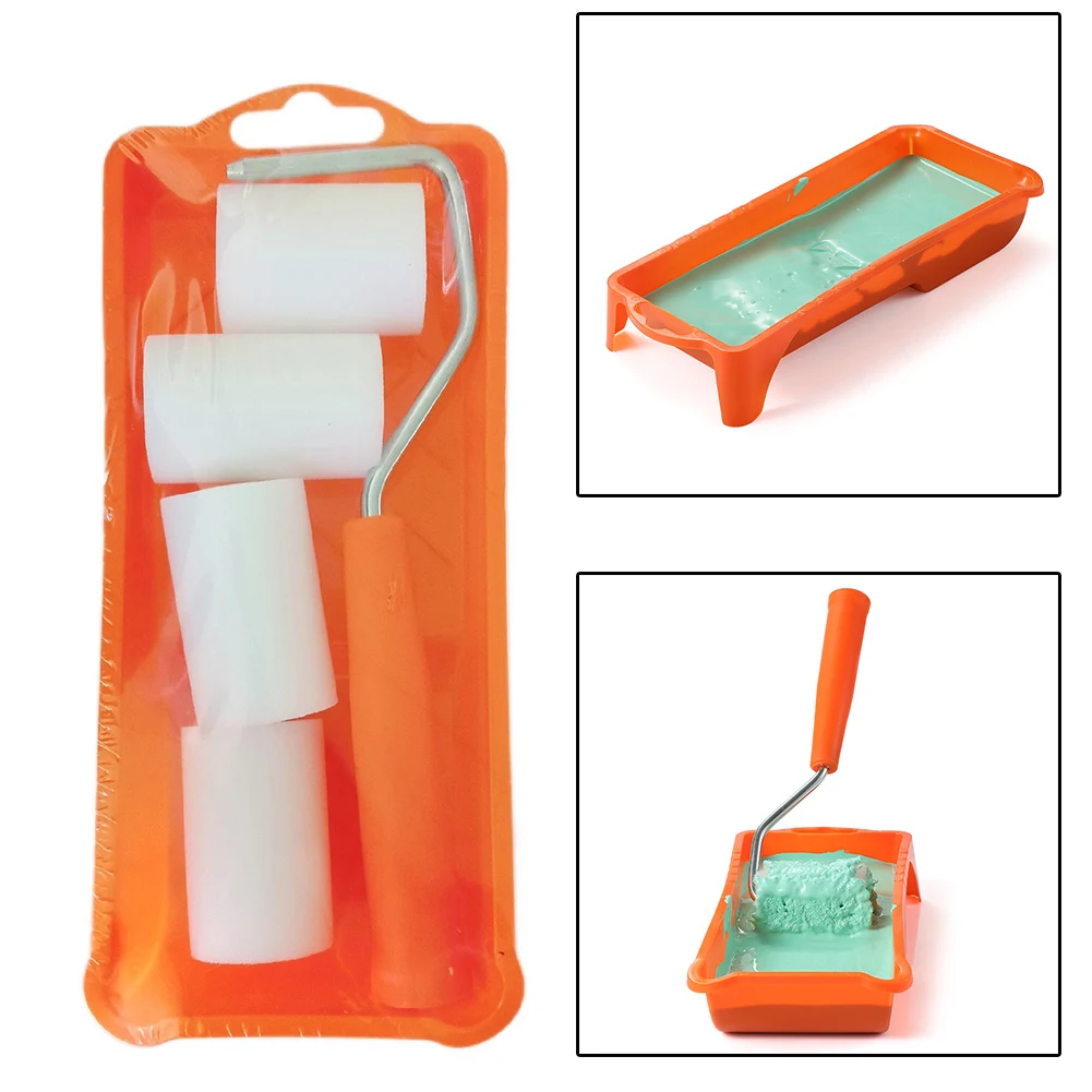2 Inch Small Paint Roller Kit High-Density Foam Paint Roller  Paint Tray Liner Home Wall DIY Painting Professional Repair Tools