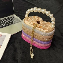 Luxury Evening Purses Bags For Women Dazzling Pearl Beads Chain Crossbody Bag Dinner Party Clutch 2024 Fasion Designer Handbags