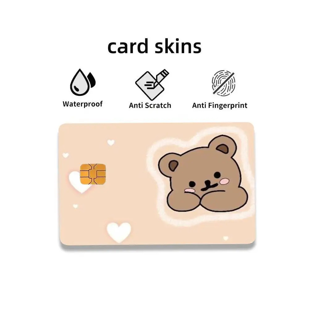 Cute Brown Bear HD Waterproof Card Skins Protective Stickers for Credit Bank Game Cards