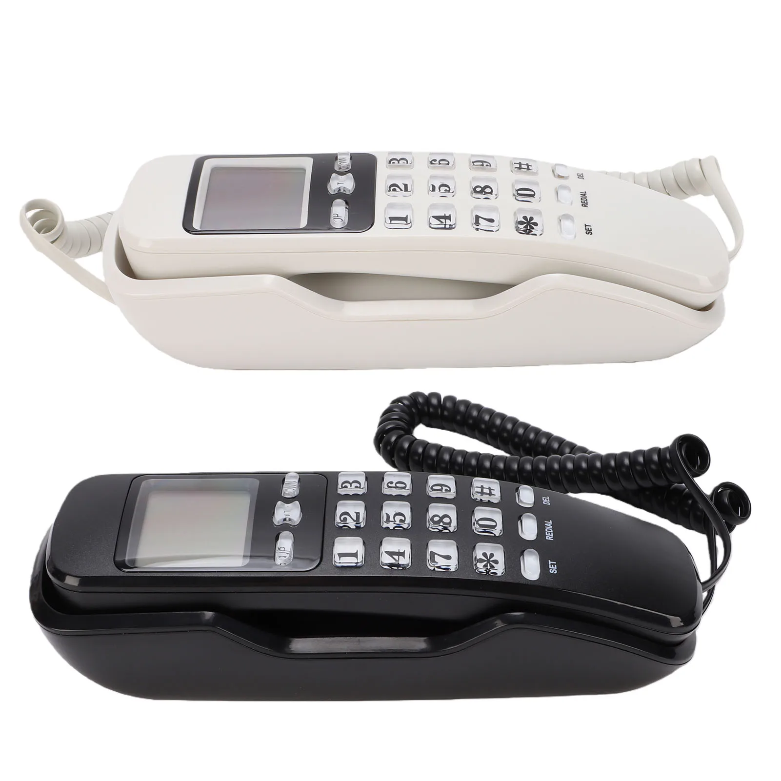 Wall Mountable Basic Corded Telephone Slimline Retro Wall Mounted Landline Telephone with DTMF Support for FSK CID  for Home