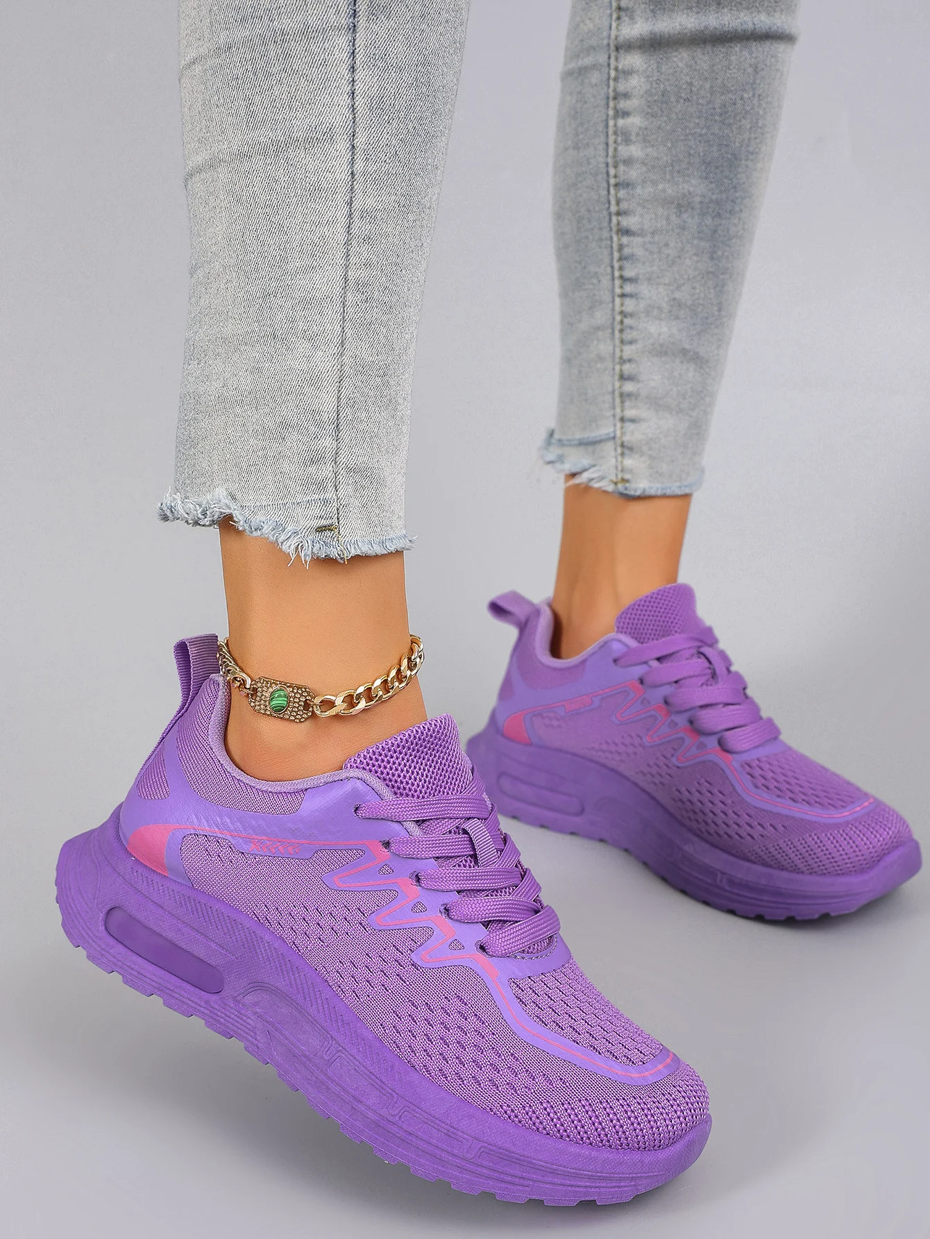 Spring and Autumn New Product Women\'s Candy Color Simple, Comfortable, Breathable, Wear resistant Lace up Sports Shoes