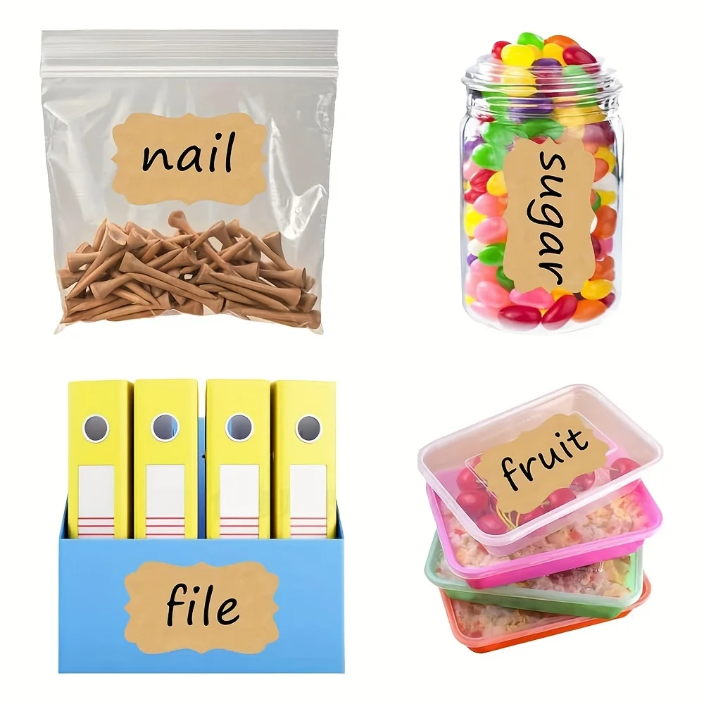 2.5/5cm Kraft Paper Stickers Rolls of Self-adhesive Stickers Can be Handwritten Classification Packaging Note Can Write Labels