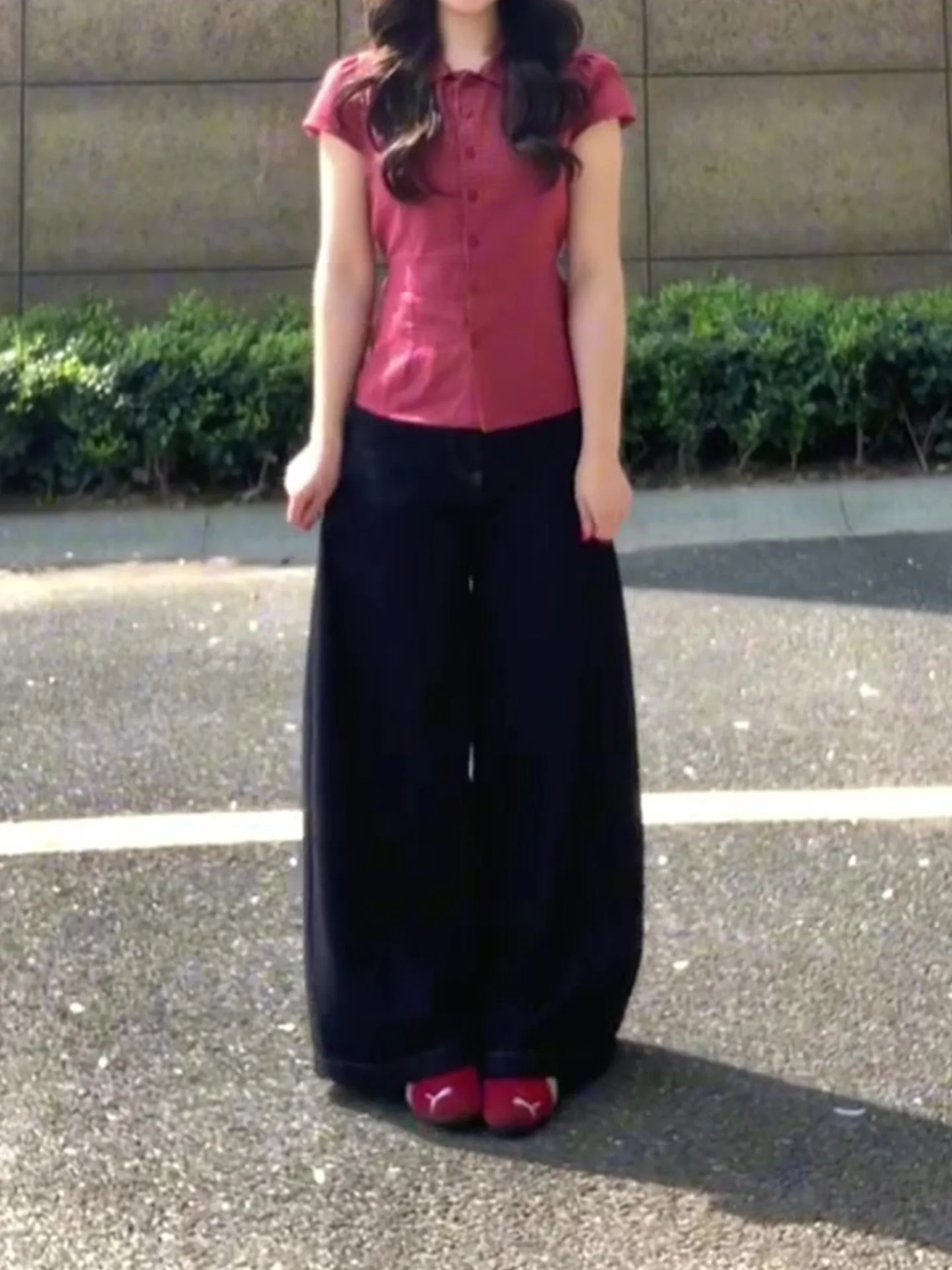 

Джинсы женские с высокой талией, прямые, из темного денима, летние, новая модель, широкие штанины, в стиле ретро, повседневные, удобные