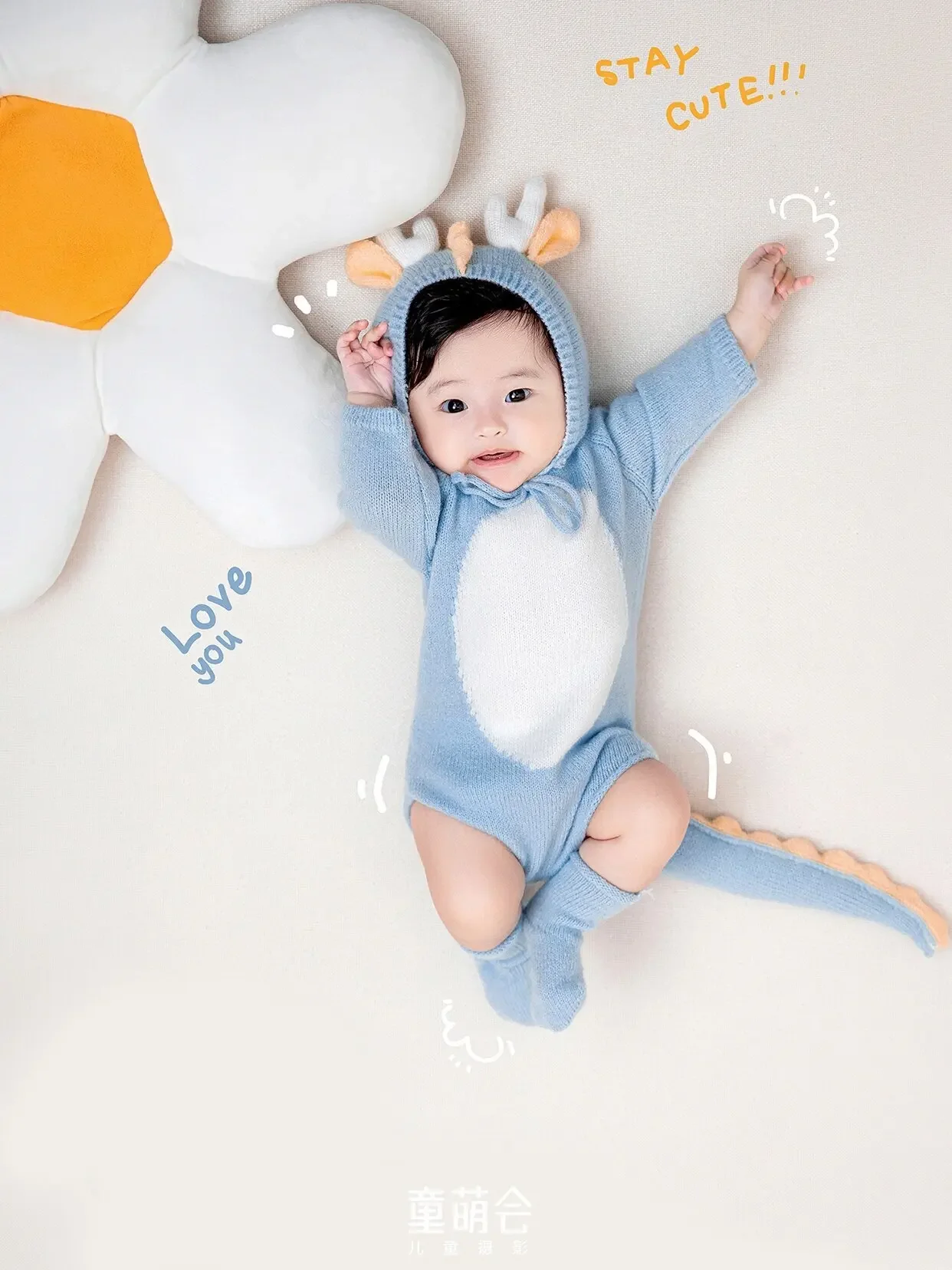 

Babys Hundred Day Photo Photography Costume Blue Little Dragon Theme Costume Studio Hundred Day Photography Props 신생아사진