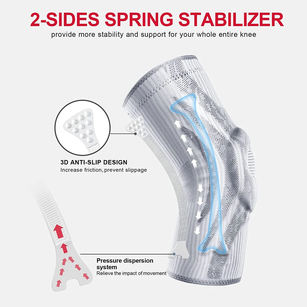 1Pcs Knee Brace Compression Knee Sleeves Gel Pad Support & Side Stabilizers for Knee Pain,Meniscus Tear, Joint Pain Relief ACL