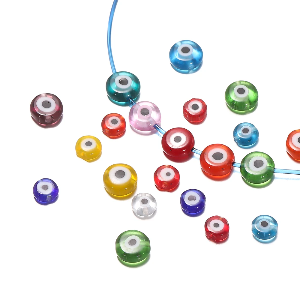 Cuentas redondas planas para fabricación de joyas, abalorios espaciadores de cristal para fabricación de pulseras y collares, 20/30 piezas, 6/8mm