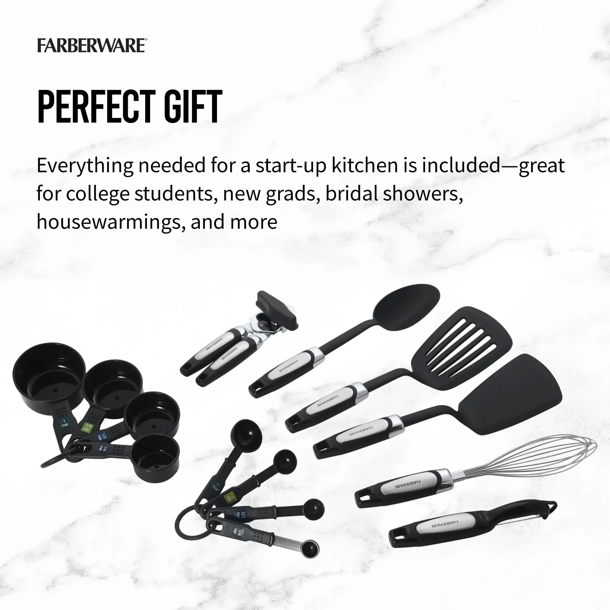 2 Pack 14-Piece Kitchen Utensil Set Black, Professional Tools and Gadgets for Cooking, Non-Scratch and Heat Resistant