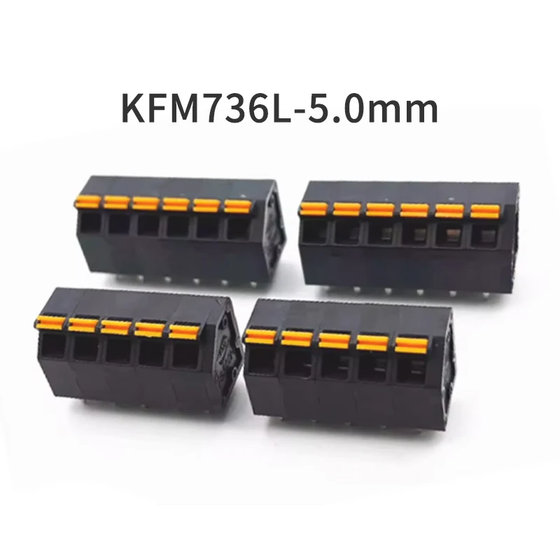 (1 Pcs) KFM736L-5.0mm Screwless Spring Loaded Push PCB Terminal Block Single Row Pin 736L 2P 3P 4P 5P 6P 7P 8P 9P 10P~24P