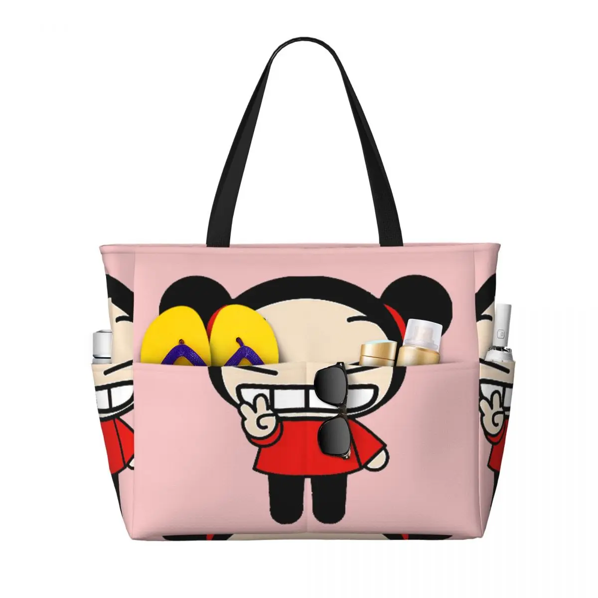 

Пляжная большая сумка с рисунком Pucca, спортивная спортивная сумка для занятий йогой, большая большая сумка, женская дорожная сумка, сумка для фитнеса