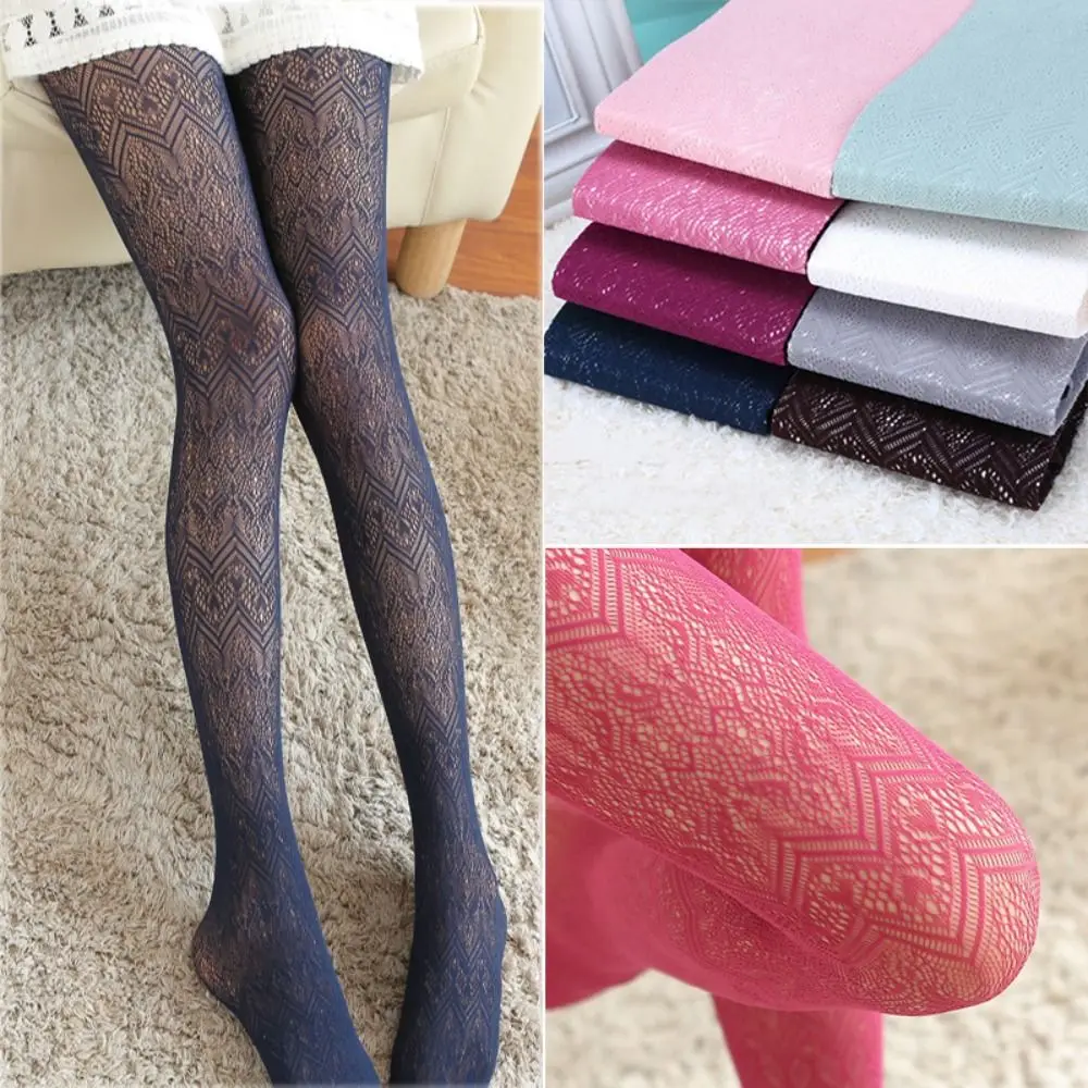 

Lolita Sexy Women Stockings Fashion Nylon Sweet White Fishnet Stockings Heart Wave Tights Female